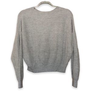 GARAGE size large grey knit crop sweater long sleeve crew neck 156